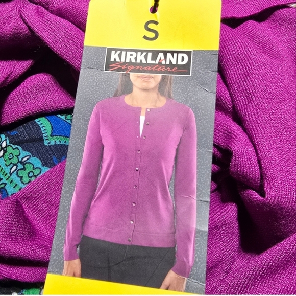 Kirkland Signature Womens Small Purple Soft Stretchy Button Up Cardigan Sweater - Picture 4 of 5